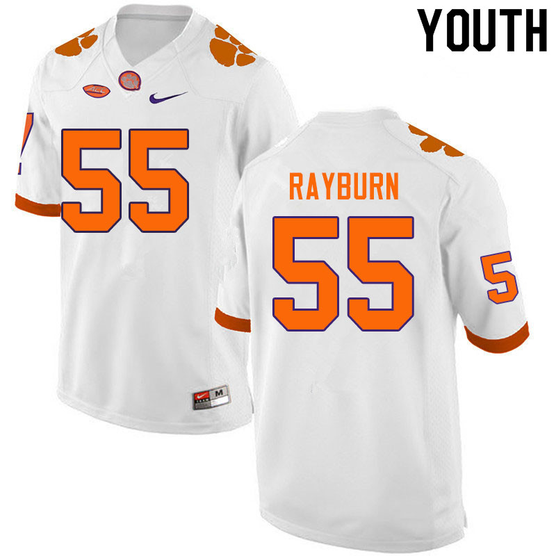 Youth #55 Hunter Rayburn Clemson Tigers College Football Jerseys Sale-White